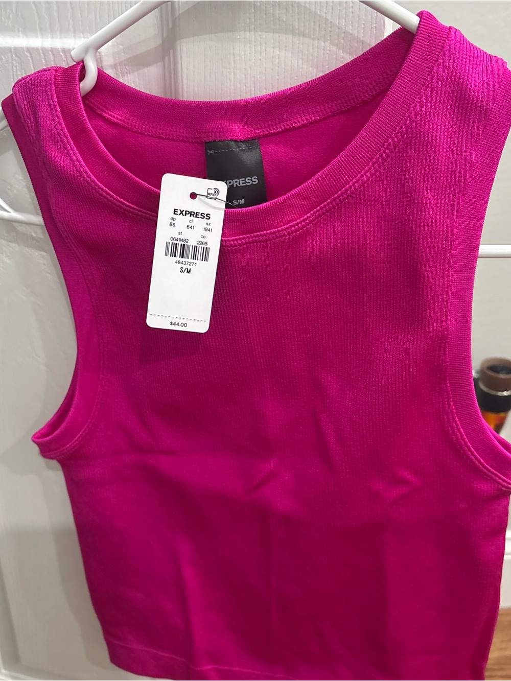 Express Fuchsia Ribbed Tank Top - Picture 1 of 3